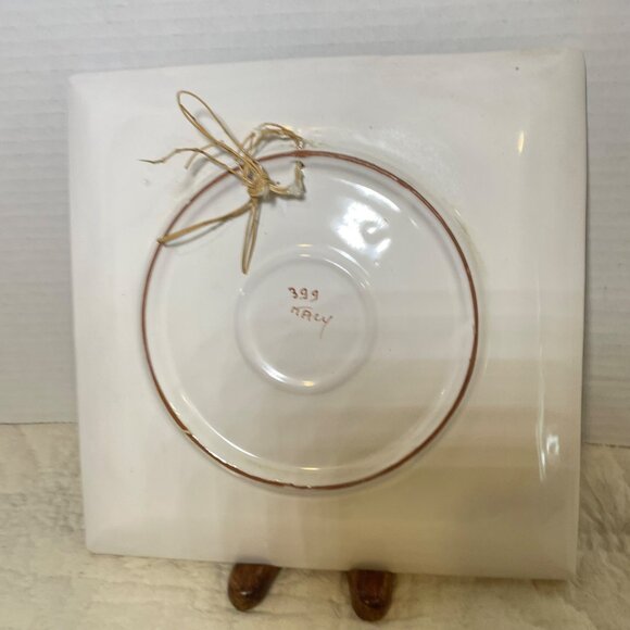 Hand-Painted Ceramic Magnolia Tile Wall Art From Italy - Picture 8 of 10